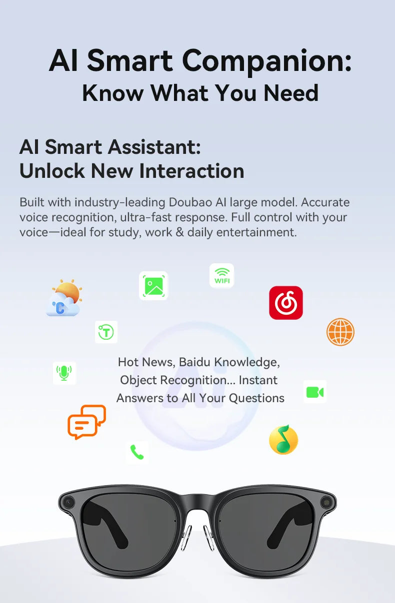 Smart AI Glasses 8MP HD Camera Video Recording